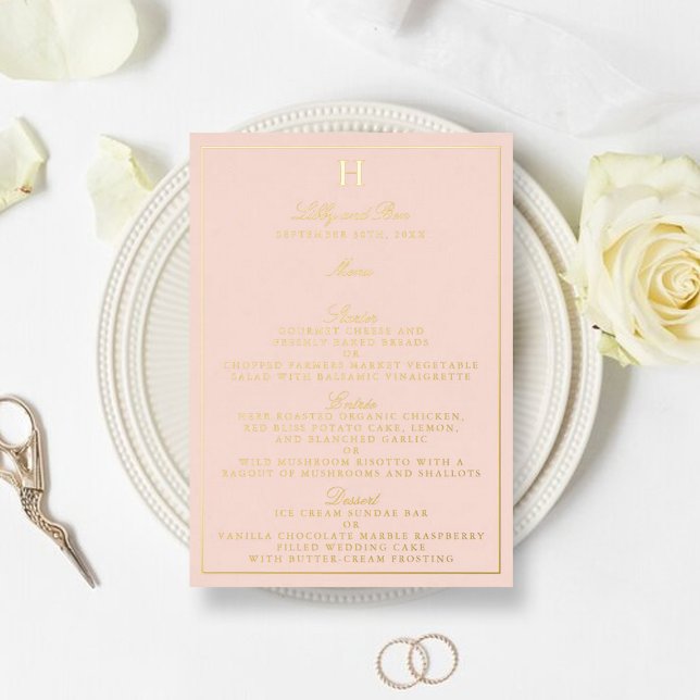Classic Real Foil Pressed Wedding Menu Cards Folieneinladung (Von Creator hochgeladen)