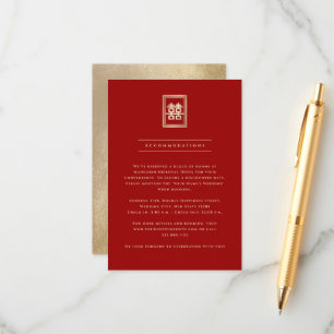 Classic Rectangle Double Happiness Chinese Wedding Begleitkarte