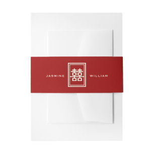 Classic Rectangle Double Happiness Chinese Wedding Einladungsbanderole