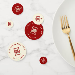Classic Rectangle Double Happiness Chinese Wedding Konfetti