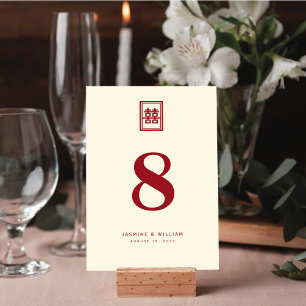 Classic Rectangle Double Happiness Chinese Wedding Tischnummer