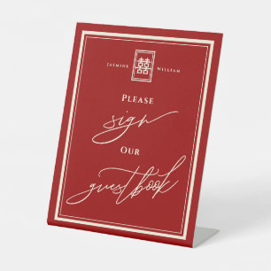 Classic Rectangle Double Happiness Sign Gästebuch Sockelschild