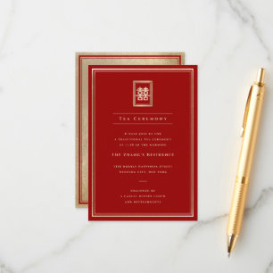 Classic Rectangle Double Happiness Teezeremonie Begleitkarte