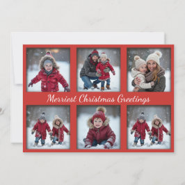 Classic Red 6-Foto Weihnachtsgrüße | Familie Feiertagskarte