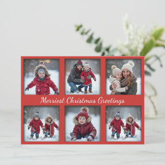 Classic Red 6-Foto Weihnachtsgrüße | Familie Feiertagskarte