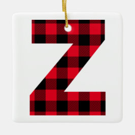 Classic Red and Black Buffalo Karo Z Monogram Keramikornament