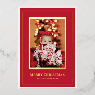 Classic Red and Gold Christmas Foto Folien Feiertagskarte