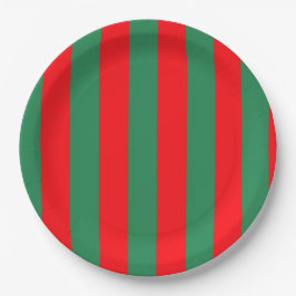 Classic Red and Green Christmas Stripes Pappteller