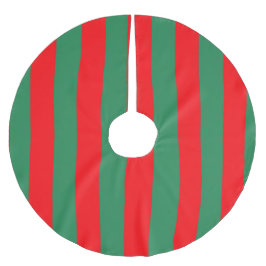Classic Red and Green Christmas Stripes Polyester Weihnachtsbaumdecke