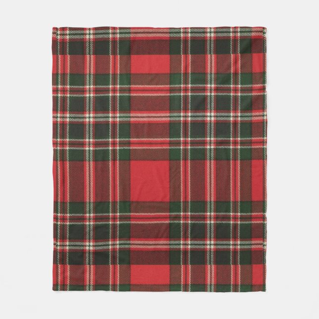 Classic Red and Green Tartan Muster Fleecedecke (Vorderseite)