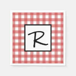 Classic Red and White Gingham GRILLEN Picnic Party Serviette