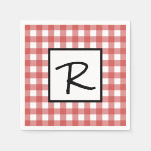 Classic Red and White Gingham GRILLEN Picnic Party Serviette