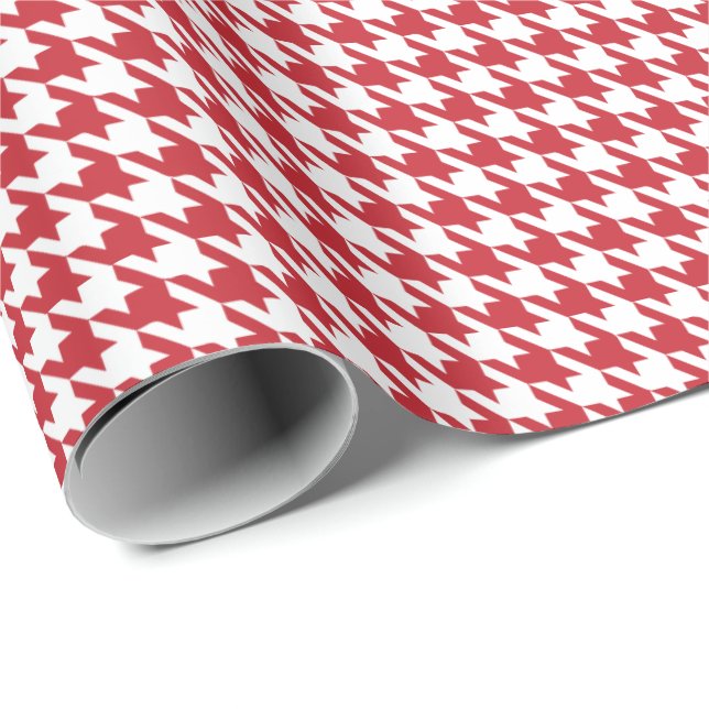 Classic Red and White Houndstooth Pattern  Geschenkpapier (Rolleneckpunkt)