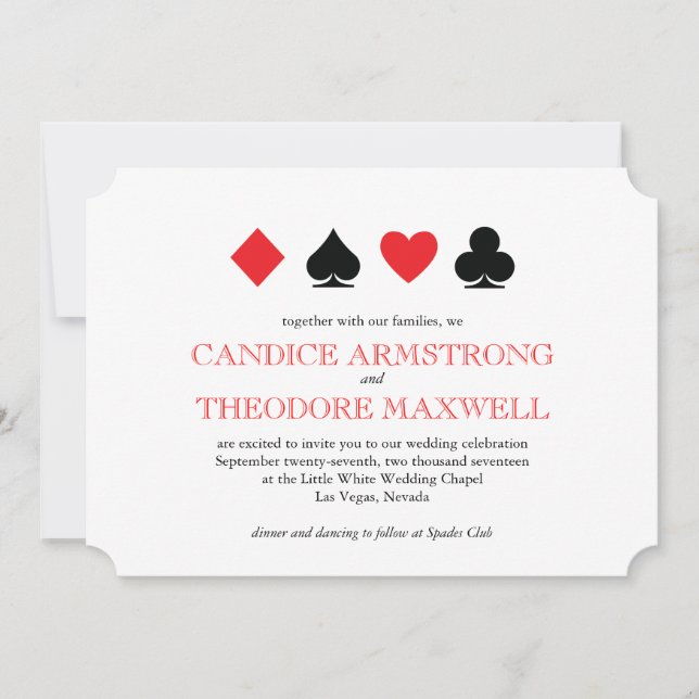 Classic Red Black Card Anzugs Las Vegas Wedding Einladung (Vorderseite)