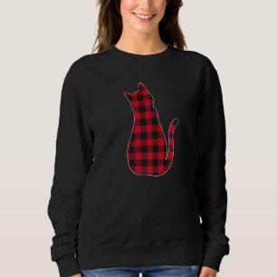 Classic Red & Black Christmas Buffalo Kariert Cat  Sweatshirt