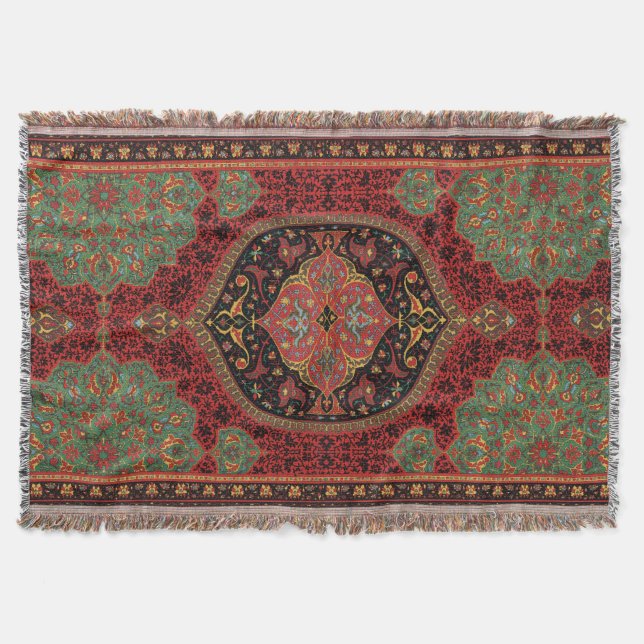 Classic Red Black & Green, Persian Rug Carpet Decke (Vorderseite)