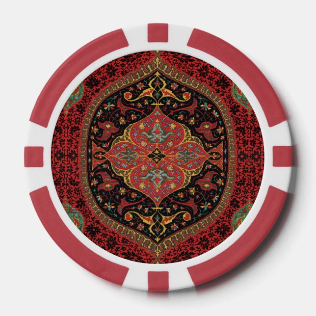 Classic Red Black & Green, Persian Rug Carpet Pokerchips (Vorderseite)
