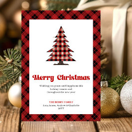 Classic Red Black Tartan Christmas Greeting Feiertagskarte