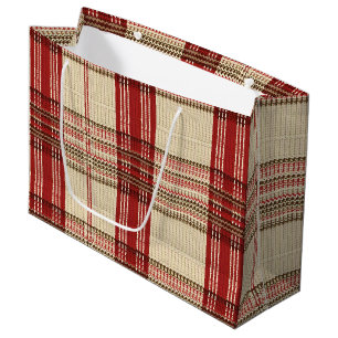 Classic Red & Black Tartan Kariert - Rustikaler Wa Große Geschenktüte