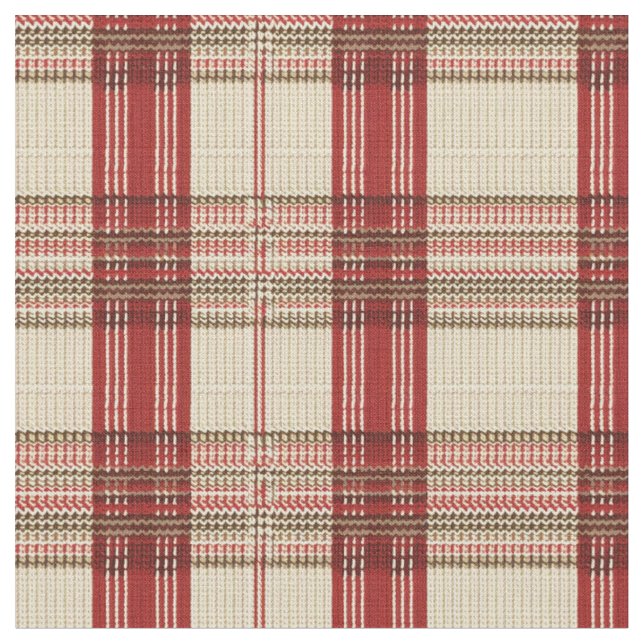 Classic Red & Black Tartan Kariert - Rustikaler Wa Stoff (Nahaufnahme)