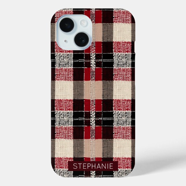 Classic Red & Black Tartan Kariert - Rustikales Wo Case-Mate iPhone Hülle (Rückseite)