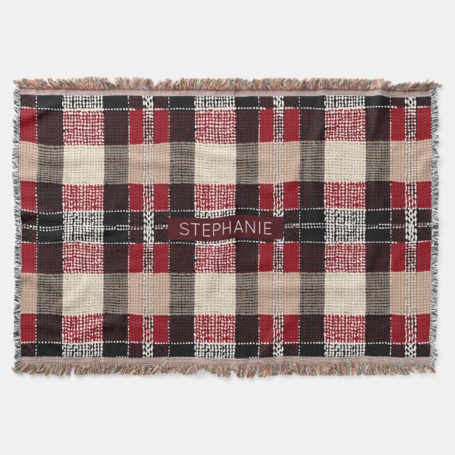 Classic Red & Black Tartan Kariert - Rustikales Wo Decke (Vorderseite)