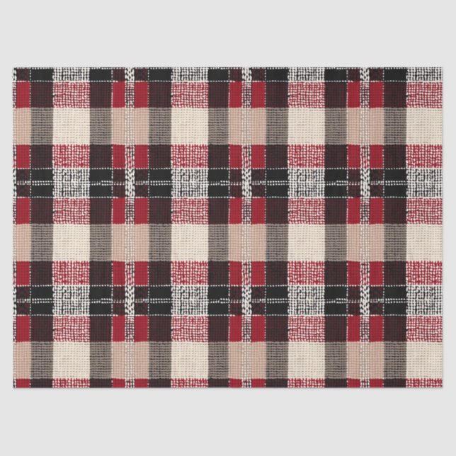 Classic Red & Black Tartan Kariert - Rustikales Wo Seidenpapier (Vorderseite)