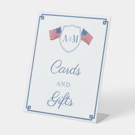 Classic Red Blue Monogram Wedding Cards and Gifts Sockelschild
