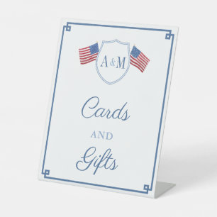 Classic Red Blue Monogram Wedding Cards and Gifts Sockelschild