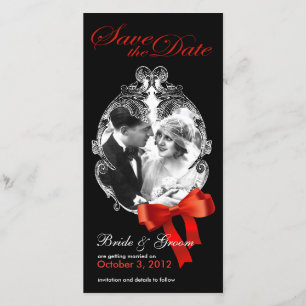 Classic Red Bow Rettete die Tagesfotokarte Save The Date