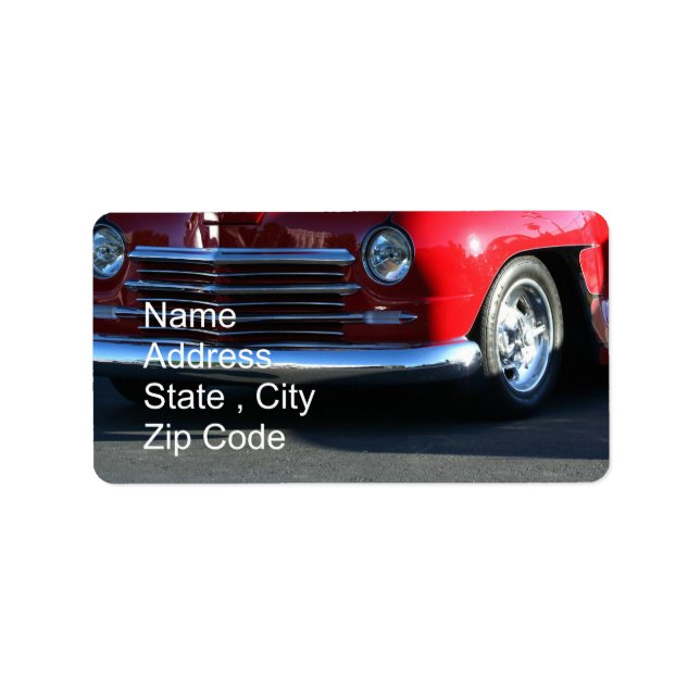 Classic Red Car Address Labels Adressaufkleber (Vorne)