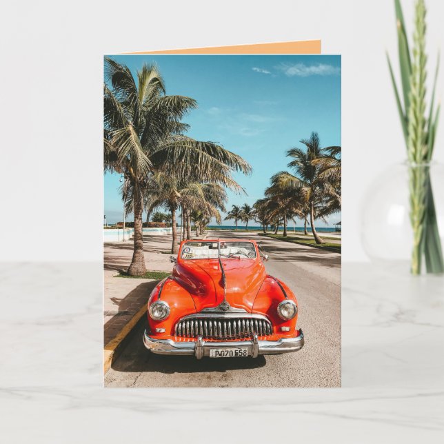 CLASSIC RED CAR BIRTHDAY Greeting Card Karte (Vorderseite)