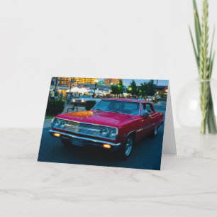 Classic Red Car blank greeting Card Dankeskarte