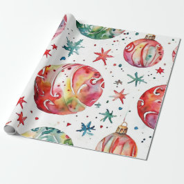 Classic Red Christmas Ball Design Geschenkpapier