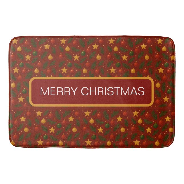 Classic Red Christmas Bath Mat - Feierlicher Urlau Badematte (Vorderseite)