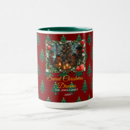 Classic Red Christmas Greeting Photo Tasse