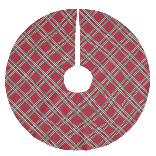 Classic Red Christmas Kariert Tree Skirt Polyester Weihnachtsbaumdecke (Vorderseite)