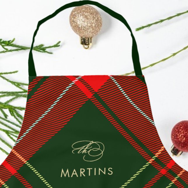 Classic Red Christmas Karierter Personalisierter U Schürze (Von Creator hochgeladen)