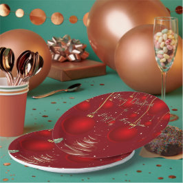 Classic Red Christmas Ornaments Christmas Pappteller