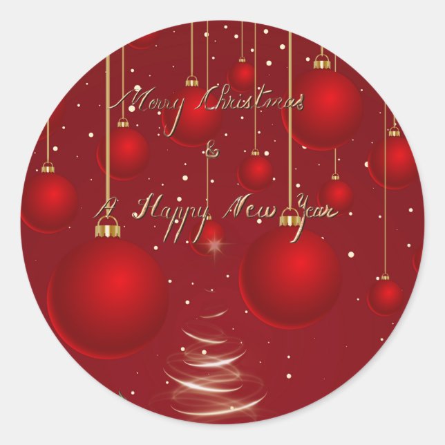  Classic Red Christmas Ornaments Christmas  Runder Aufkleber (Vorderseite)
