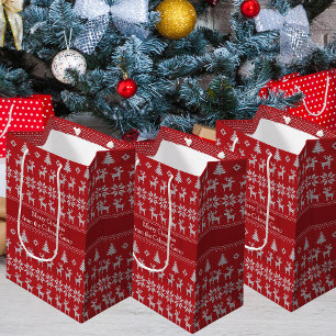 Classic Red Christmas Rentier Custom Party Mittlere Geschenktüte