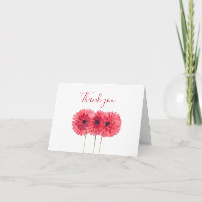 Classic Red Dahlia Floral Wedding Vielen Dank Dankeskarte (Vorderseite)