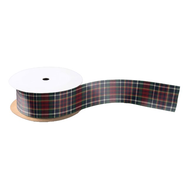 Classic Red Dark Blue Green Plaid Pattern Satinband (Spule)