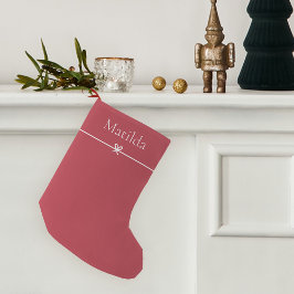 Classic Red | Einfache Minimalistische Bogen Perso Kleiner Weihnachtsstrumpf