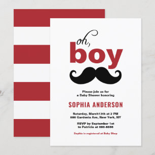 Classic Red Es ist ein Baby-Shower von Boy Mustach Einladung