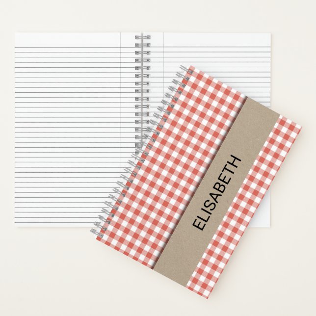 Classic Red Gigham Kraft Label Notebook Notizbuch (Innen)