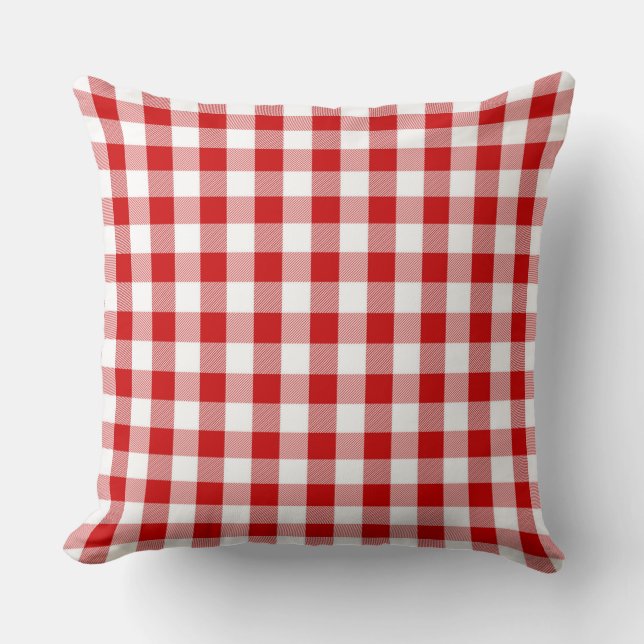 Classic Red Gingham Pattern Throw Kissen (Vorderseite)