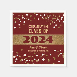Classic Red Gold Class 2024 Name Abschluss Serviette