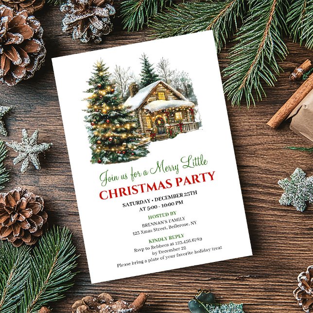 Classic Red Green Christmas Scene Invitation Card Einladung (Classic Red Green Christmas Scene Invitation Card)