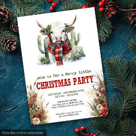 Classic Red Green Highland Cow Christmas Invite Einladung